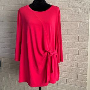 Susan Graver Liquid Knit 3/4 Sleeve Side Tie Top